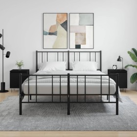 Mesitas de noche 2 uds madera de ingeniería negro