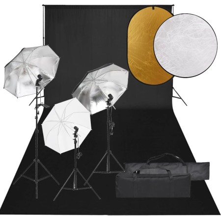 Kit de estudio fotográfico con set de luces, fondo y reflector | Foro24.es | Tu tienda online para hogar, jardín y más Foro24.es
