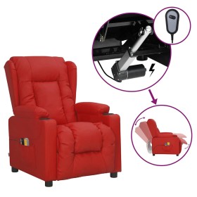 Sillón de masaje eléctrico cuero sintético rojo