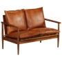 Set de sofás 3 pzas cuero auténtico madera maciza acacia marrón von , Sofas - Ref: Foro24-3099031, Preis: 935,97 €, Rabatt: %