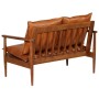 Set de sofás 3 pzas cuero auténtico madera maciza acacia marrón von , Sofas - Ref: Foro24-3099031, Preis: 935,97 €, Rabatt: %