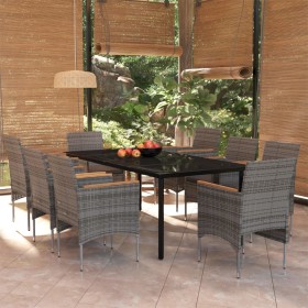 Juego de comedor de jardín 9 piezas gris y negro von , Gartensets - Ref: Foro24-3099340, Preis: 803,32 €, Rabatt: %