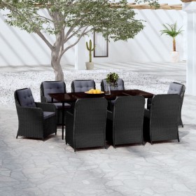 Juego de comedor de jardín 9 piezas negro de , Conjuntos de jardín - Ref: Foro24-3099576, Precio: 1,00 €, Descuento: -5%%