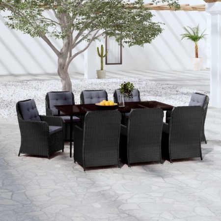 Juego de comedor de jardín 9 piezas negro de , Conjuntos de jardín - Ref: Foro24-3099576, Precio: 1,00 €, Descuento: -5%%
