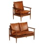 Set sofás 2 pzas marrón cuero auténtico y madera de acacia by , Sofas - Ref: Foro24-3100743, Price: 655,93 €, Discount: %