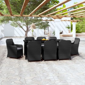 Juego de comedor de jardín 9 piezas con cojines negro by , Garden sets - Ref: Foro24-3099534, Price: 1,00 €, Discount: %