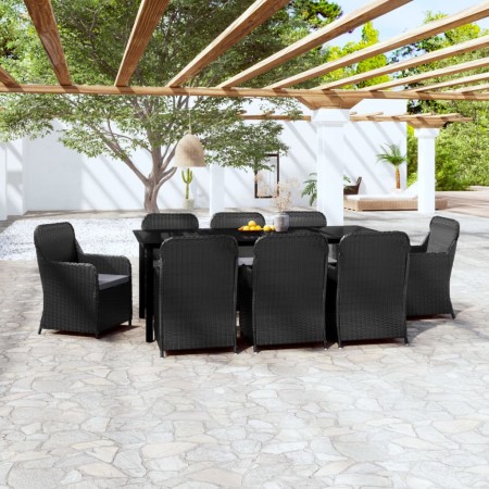 Juego de comedor de jardín 9 piezas con cojines negro by , Garden sets - Ref: Foro24-3099534, Price: 1,00 €, Discount: %
