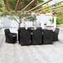 Juego de comedor de jardín 9 piezas con cojines negro de , Conjuntos de jardín - Ref: Foro24-3099534, Precio: 1,00 €