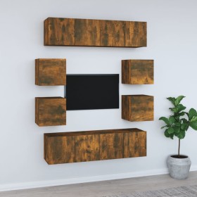 Set de muebles de TV 8 pzas madera contrachapada roble ahumado de , Muebles TV - Ref: Foro24-3120212, Precio: 202,66 €, Descu...
