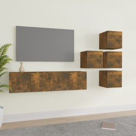 Set de muebles de TV 6 pzas madera contrachapada roble ahumado von , TV-Möbel - Ref: Foro24-3120299, Preis: 139,44 €, Rabatt: %