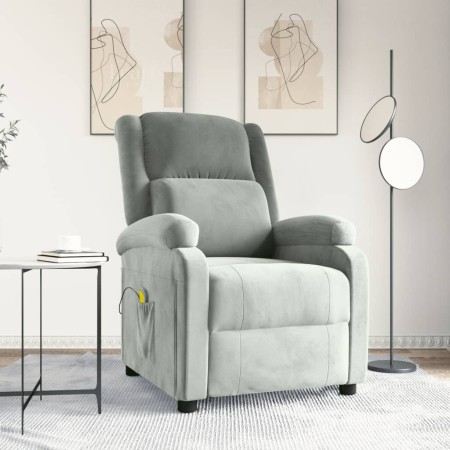 Sillón de masaje de terciopelo gris claro de , Sillones de masaje eléctricos - Ref: Foro24-342410, Precio: 221,91 €, Descuent...