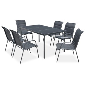 Juego de comedor de jardín 7 piezas de acero negro de , Conjuntos de jardín - Ref: Foro24-43309, Precio: 440,08 €, Descuento:...