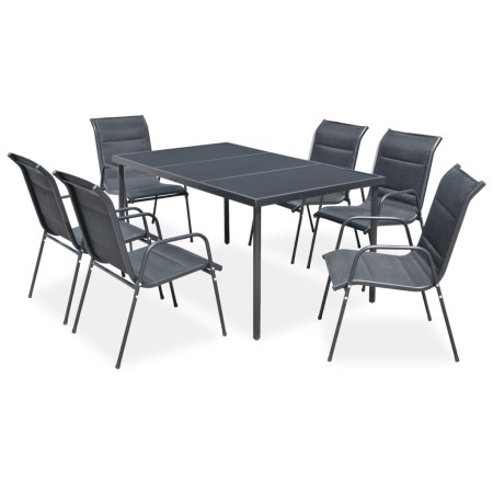 Juego de comedor de jardín 7 piezas de acero negro de , Conjuntos de jardín - Ref: Foro24-43309, Precio: 440,08 €, Descuento:...