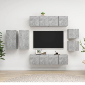 Set muebles de salón TV 8 pzas madera ingeniería gris hormigón von , TV-Möbel - Ref: Foro24-3079124, Preis: 218,71 €, Rabatt: %