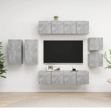 Set muebles de salón TV 8 pzas madera ingeniería gris hormigón von , TV-Möbel - Ref: Foro24-3079124, Preis: 218,71 €, Rabatt: %