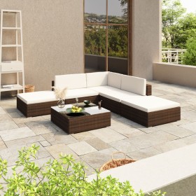 Set muebles de jardín 6 piezas y cojines ratán sintético marrón by , Garden sets - Ref: Foro24-41268, Price: 488,15 €, Discou...