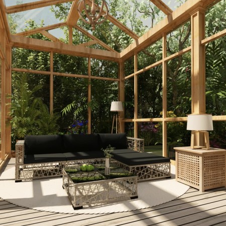 Set de muebles de jardín 5 pzas y cojines ratán sintético gris von , Gartensets - Ref: Foro24-46813, Preis: 399,35 €, Rabatt:...