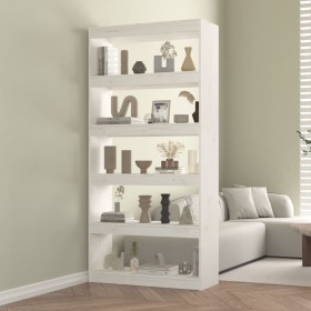 Estantería/divisor de espacios madera pino blanco 80x30x167,4cm de , Librerías y estanterías - Ref: Foro24-808199, Precio: 10...