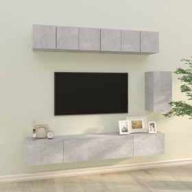 Set de muebles de TV 6 pzas madera contrachapada gris hormigón de , Muebles TV - Ref: Foro24-3114617, Precio: 196,03 €, Descu...