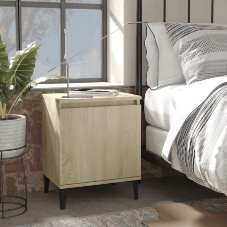 Mesita de noche y patas de metal roble Sonoma 40x30x50 cm by , Nightstands - Ref: Foro24-805839, Price: 34,00 €, Discount: %
