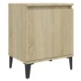 Mesita de noche y patas de metal roble Sonoma 40x30x50 cm by , Nightstands - Ref: Foro24-805839, Price: 34,00 €, Discount: %