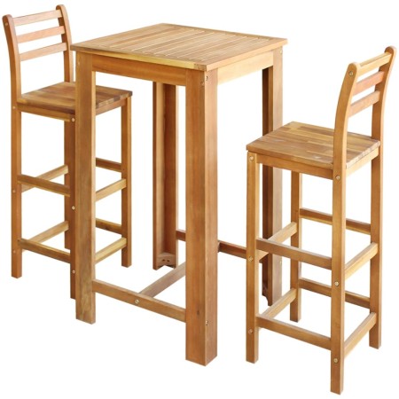 Set mesa de bar y sillas 3 piezas de madera de acacia maciza de , muebles para cocinas y comedores - Ref: Foro24-246667, Prec...