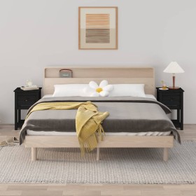Mesitas de noche 2 uds madera maciza de pino negro 40x35x61,5cm de , Taquillas y armarios de almacenamiento - Ref: Foro24-821...