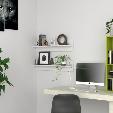 Estante de pared 2 uds madera contrachapada blanco 80x11,5x18cm von , Regale und Regale - Ref: Foro24-807333, Preis: 23,97 €,...
