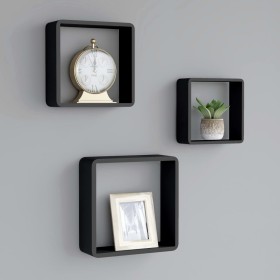 Estantes cubo de pared 3 unidades MDF negro by , Shelves and shelves - Ref: Foro24-323953, Price: 46,26 €, Discount: %