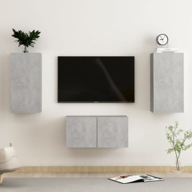 Set de muebles de salón 3 pzas madera ingeniería gris hormigón von , TV-Möbel - Ref: Foro24-3079077, Preis: 87,75 €, Rabatt: %