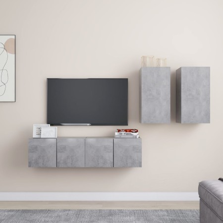 Set de muebles de salón 4 pzas madera ingeniería gris hormigón von , TV-Möbel - Ref: Foro24-3079105, Preis: 121,12 €, Rabatt: %