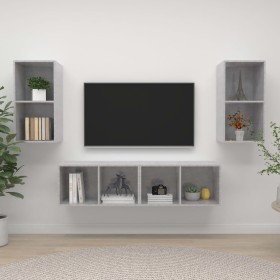 Muebles de salón de pared 4 pzs madera ingeniería gris hormigón von , TV-Möbel - Ref: Foro24-3079875, Preis: 146,52 €, Rabatt...