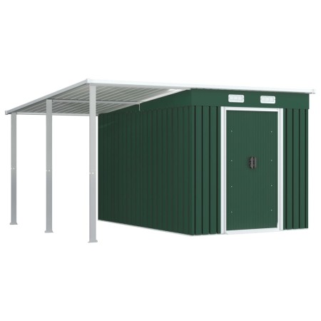 Cobertizo jardín con tejado extendido acero verde 336x270x181 cm by , Sheds - Ref: Foro24-144041, Price: 734,16 €, Discount: %