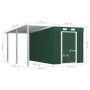 Cobertizo jardín con tejado extendido acero verde 336x270x181 cm by , Sheds - Ref: Foro24-144041, Price: 734,16 €, Discount: %