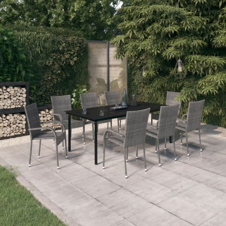 Juego de comedor para jardín 9 piezas gris y negro by , Garden sets - Ref: Foro24-3099394, Price: 601,30 €, Discount: %