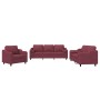 Juego de sofás con cojines 3 piezas tela rojo tinto de , Sofás - Ref: Foro24-3201792, Precio: 695,01 €