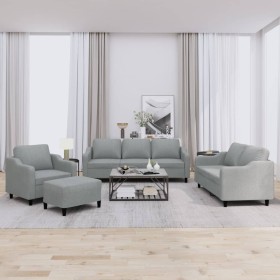 Juego de sofás con cojines 4 piezas tela gris claro by , Sofas - Ref: Foro24-3201778, Price: 636,00 €, Discount: %
