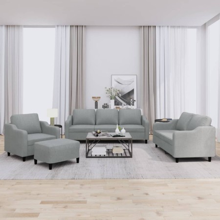 Juego de sofás con cojines 4 piezas tela gris claro von , Sofas - Ref: Foro24-3201778, Preis: 636,00 €, Rabatt: %