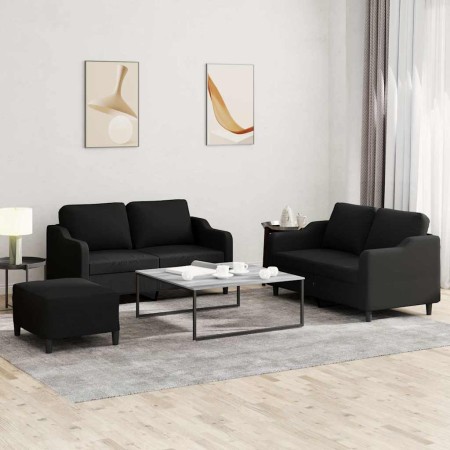 Juego de sofás con cojines 3 piezas tela negro by , Sofas - Ref: Foro24-3201814, Price: 466,39 €, Discount: %