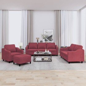 Juego de sofás con cojines 4 piezas tela rojo