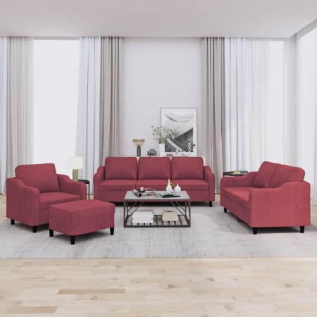 Juego de sofás con cojines 4 piezas tela rojo tinto | Foro24.es | Tu tienda online para hogar, jardín y más Foro24.es