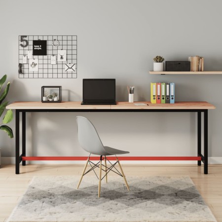 Banco de trabajo madera maciza de haya y metal 220x55x81,5 cm de , Mesas de trabajo - Ref: Foro24-3188908, Precio: 294,64 €