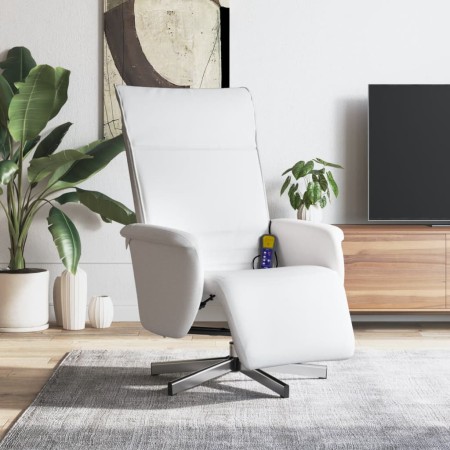 Sillón reclinable masaje con reposapiés cuero sintético blanco by , Armchairs - Ref: Foro24-356654, Price: 204,53 €, Discount: %