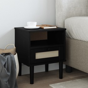 Mesita noche SENJA aspecto ratán madera pino negro 40x35x48 cm von , Nachttische - Ref: Foro24-358012, Preis: 62,88 €, Rabatt...