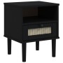 Mesita noche SENJA aspecto ratán madera pino negro 40x35x48 cm by , Nightstands - Ref: Foro24-358012, Price: 61,52 €, Discoun...