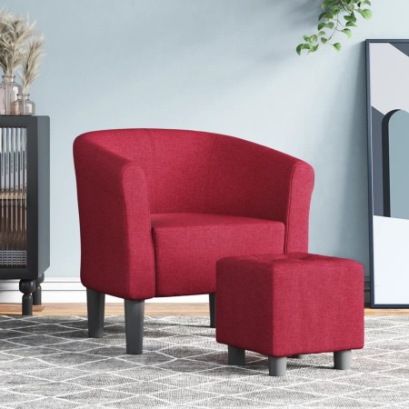 Sillón con taburete tela rojo tinto de , Sillones - Ref: Foro24-356434, Precio: 174,20 €, Descuento: -5%%