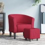 Sillón con taburete tela rojo tinto de , Sillones - Ref: Foro24-356434, Precio: 174,20 €, Descuento: -5%%