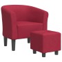 Sillón con taburete tela rojo tinto de , Sillones - Ref: Foro24-356434, Precio: 174,20 €, Descuento: -5%%