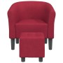 Sillón con taburete tela rojo tinto de , Sillones - Ref: Foro24-356434, Precio: 174,20 €, Descuento: -5%%