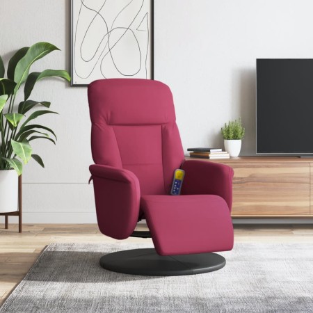Sillón reclinable masaje con reposapiés terciopelo rojo tinto by , Armchairs - Ref: Foro24-356696, Price: 199,50 €, Discount: %